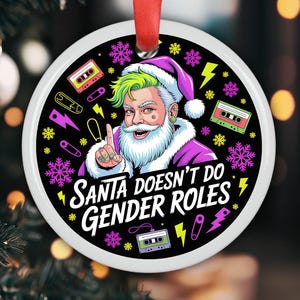 Ornamento acrilico di Babbo Natale con arcobaleno, decorazione natalizia, regalo LGBTQ+, ornamento da appendere per le feste