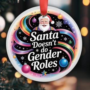 Ornamento acrilico di Babbo Natale con arcobaleno, decorazione natalizia, regalo LGBTQ+, ornamento da appendere per le feste