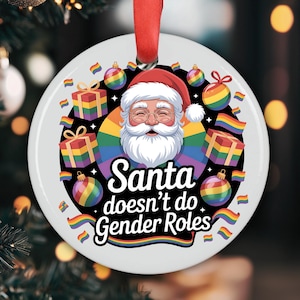 Ornamento acrilico di Babbo Natale con arcobaleno, decorazione natalizia, regalo LGBTQ+, ornamento da appendere per le feste