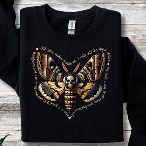 Dark Valentine Death Moth Skull Design Sweatshirt, Valentine Gift