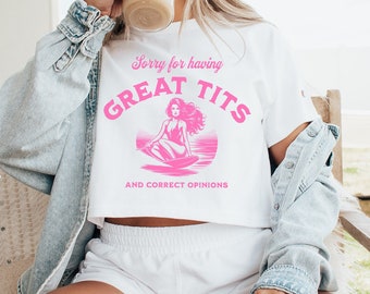 Funny Slogan Crop Top, Champion Heritage Tee