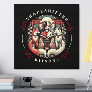 Shapeshifter Elegance: Kitsune Canvas Art - Enigmatic Fox Spirit, Canvas Gallery Wrap, Beautiful Wall Art