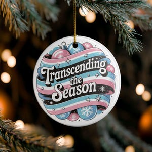 Transgender Pride Ceramic Decoration Ornament, LGBTQ Holiday Tree Decor, Rainbow Xmas Gift, LGBT Christmas Bauble, Queer Ornament
