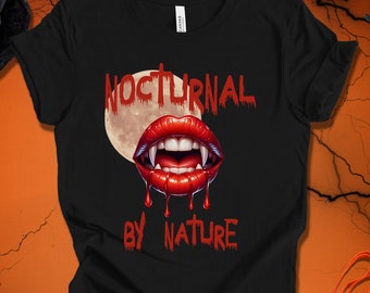 Halloween Vampire T-Shirt: Nocturnal by Nature, Vampire Fangs Tee
