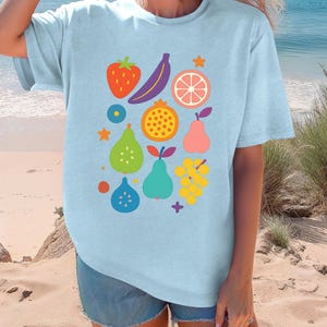 Fruit Vibes Tee, Tropical Tshirt, Colorful Unisex Shirt, Comfort Colors Top, Summer Fashion Apparel