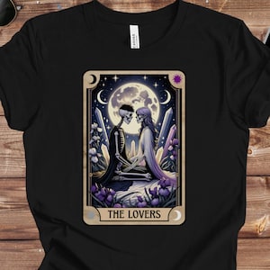 Camiseta unissex com cartas de tarô "Amantes Assexuais", camiseta com tema de celebração do Orgulho LGBTQ, presente neutro em termos de gênero, roupas do Orgulho LGBT, camiseta com cartas de tarô, orgulho arco-íris