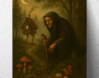 Baba Yaga Art Print: Slavic Folklore Witch - Mythical Wall Decor