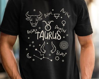 Koszulka z ilustracją znaku zodiaku Byk | Koszulka z astrologią konstelacji Byka