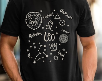 Leo Zodiac Constellation Lion Design T-Shirt | Astrology Horoscope Tee
