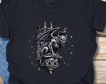 Gothic Gargoyle T-Shirt: Menacing Fantasy Design