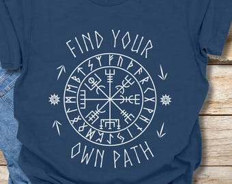 Koszulka z symbolem nordyckim Vegvisir: skandynawska koszulka graficzna