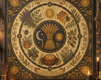 Lughnasadh Altar Cloth, First Harvest Sabbat Decor, Pagan Wheel of the Year Ritual Cloth