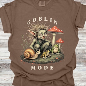 Goblincore Goblin Mode Tee, Cottage core mushrooms and creatures, Whimsigoth style T-shirt