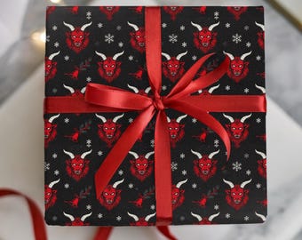 Papel de embrulho Krampus - Papel de presente do Diabo das Festas