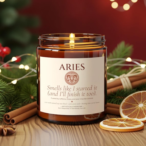 Aries Scented Soy Candle - Zodiac Gift, Eco-friendly Home