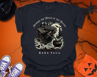 Baba Yaga T-Shirt: Slavic Folklore Witch Halloween Tee