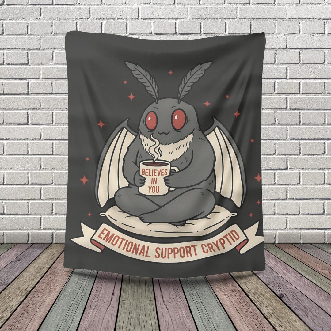 Emotional Support Mothman Sherpa Fleece Blanket - Etsy