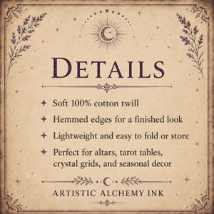 Samhain Altar Cloth, Moon Phase Tarot Cloth, Gothic Botanical Wall Hanging image 3