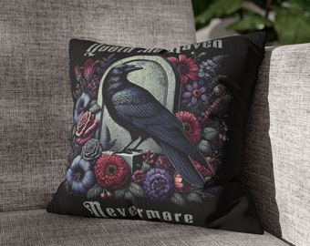 Federa per cuscino "Quoth the Raven" - Fodera per cuscino dal design gotico Nevermore