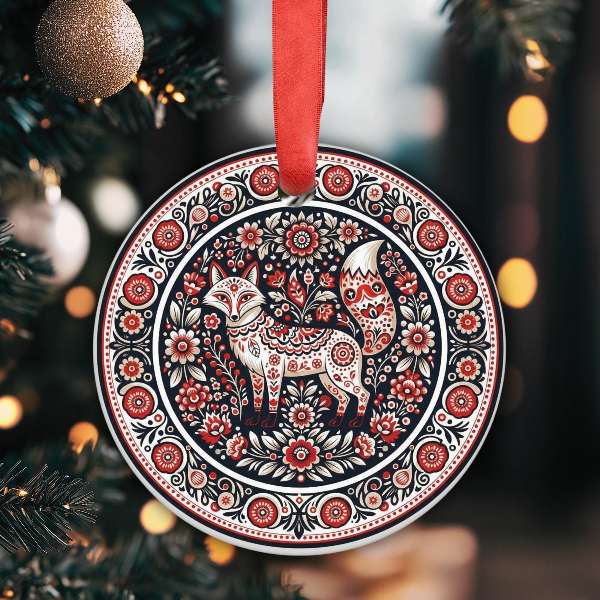 Scandinavian Fox Acrylic Ornament: Christmas Tree Decoration - Etsy