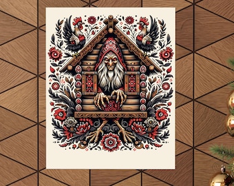 Baba Yaga House Art Print: Slavic Folklore, Enchanted Cottage Decor