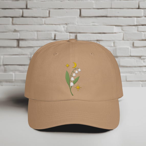 Lilly of the Valley Dad Cap: May Birth Flower Embroidered Baseball