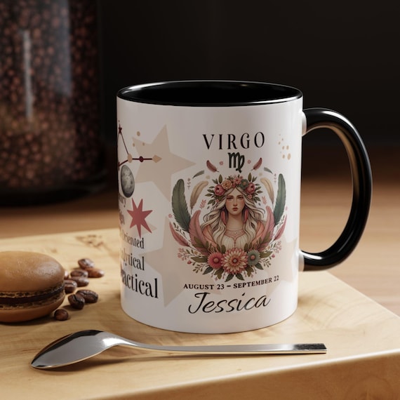 Personalized Virgo Zodiac Mug - 360 Boho Style Virgo Design With