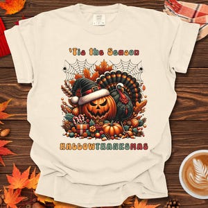 Hallothanksmas T-shirt, Halloween/Thanksgiving/Christmas shirt