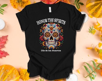 Sugar Skull T-Shirt, Day of the Dead, Floral Design