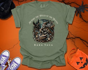 Baba Yaga T-Shirt: Enigmatic Slavic Witch Halloween Tee