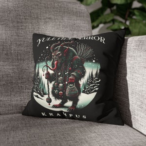 Vintage Krampus Pillow Cover - Yuletide Terror Holiday Decor