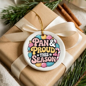 Pansexual Pride Ceramic Christmas Ornament, Whimsical Holiday Tree Decoration, Inclusive LGBTQ+ Gift, Queer Holiday Ornament