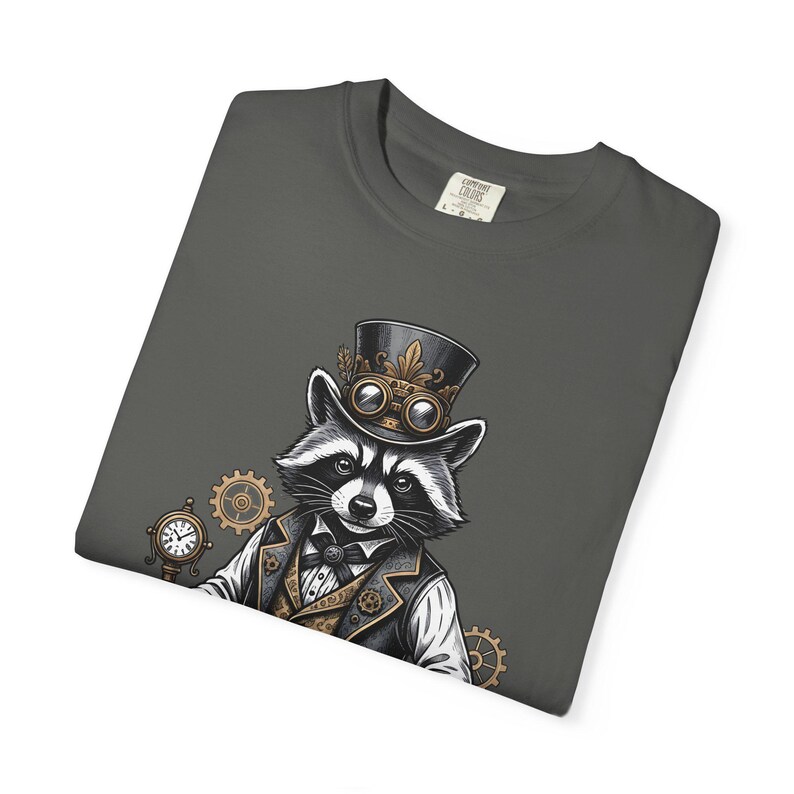 Steampunk Raccoon T-shirt | Unique Graphic Tee, Gift for Animal Lovers, Casual Wear, Vintage Style image 2