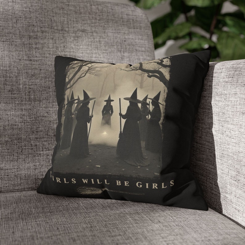 Witch Coven Pillow Cover: Gothic Halloween Decor image 1