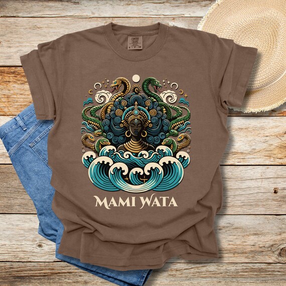 Mami Wata T-shirt: African Sea Goddess, Serpent & Waves Design - Etsy
