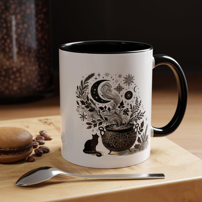 Koffiemok met mystiek zwart accent: cadeau voor heksenliefhebber afbeelding 3