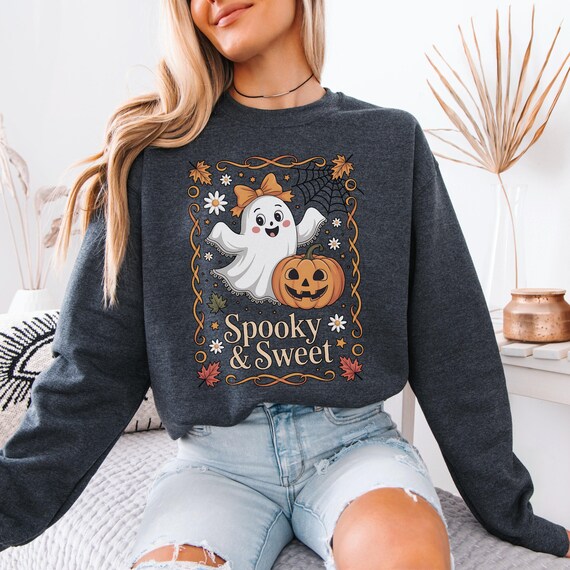 Spooky Sweet Ghost Sweatshirt: Unisex Halloween Crewneck
