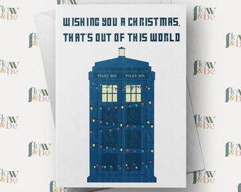 Sci-Fi Tv Show Inspired Christmas Card - Out Of This World Christmas Card, Sci-Fi Xmas Card, Science Fiction Christmas Card- FlowandBeUK