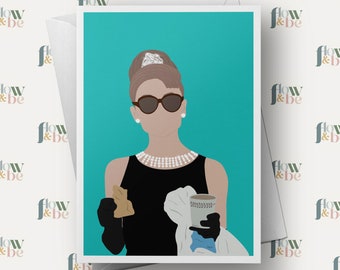 Audrey Hepburn Film Inspired Birthday Card - Audrey Hepburn Card, 1960's Audrey Hepburn Film Inspired Birthday Card - FlowandBeUK