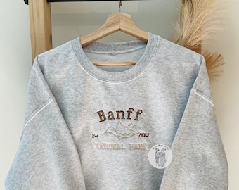 Embroidered Banff National Park Crewneck | Alberta Canada | College Sweatshirt | Vintage Crewneck | Trending