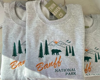 Embroidered Banff National Park Unisex Crewneck | Retro Style | Vintage | 90s style | College Sweatshirt | Trending | Alberta Canada