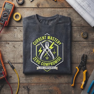 Electrician Shirt | Current Mastery Zero Compromise Master Journeyman Gift | Skilled Trade Electrical Contractor Apprentice Tee |