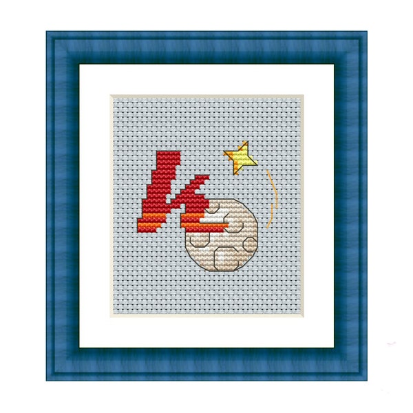 K cross stitch Cross stitch initial Planet cross stitch Stars cross stitch Monogram crossstitch Cross stitch schema Alphabet crossstitch PDF