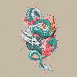 Japanese Dragon Cross Stitch Pattern PDF – Detailed Oriental Design – Mythical Creature Embroidery – Digital Download image 9