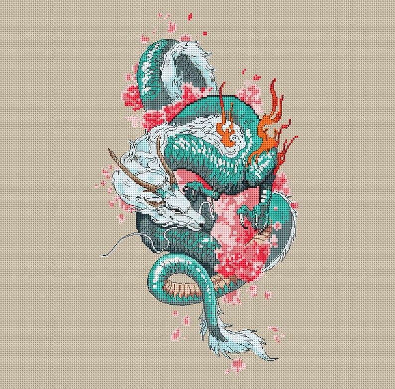 Japanese Dragon Cross Stitch Pattern PDF – Detailed Oriental Design – Mythical Creature Embroidery – Digital Download image 9