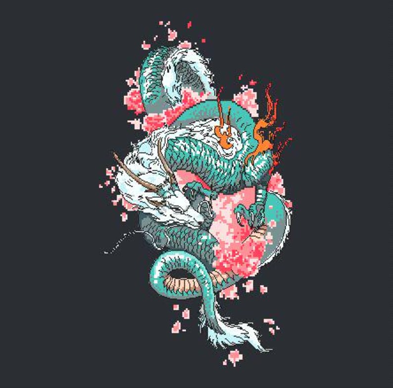 Japanese Dragon Cross Stitch Pattern PDF – Detailed Oriental Design – Mythical Creature Embroidery – Digital Download image 10