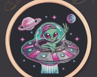 レインボー スペース エイリアン クロスステッチ パターン デジタル