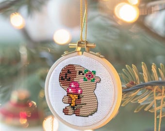 カピバラのクロスステッチ図案PDF - カピバラの刺繍 - すぐに