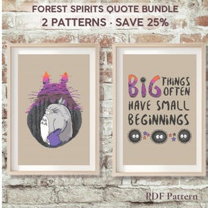 Lot de citations Esprits de la forêt – 2 modèles de point de croix fantaisistes en PDF – Ensemble de broderie confortable