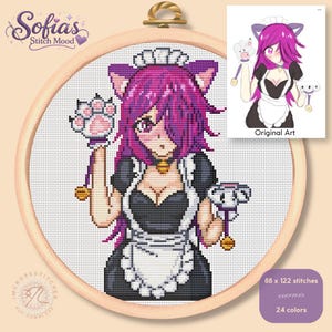 Schema Punto Croce Gatta Anime Maid – Ricamo Neko Girl – Sofia’s Stitch Mood